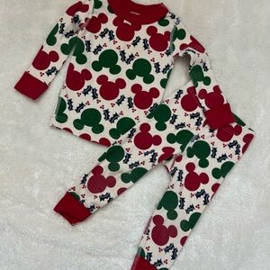 Hanna Andersson Kids Pajama Set - Red and Green Mickey Pattern